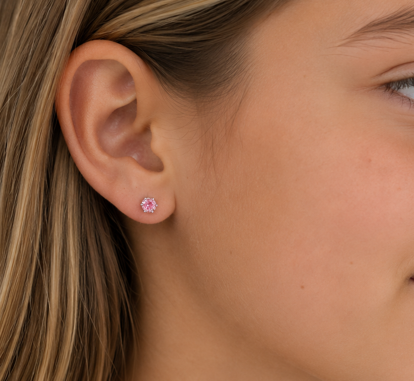 Aros Mi Primer Cristal Rosado