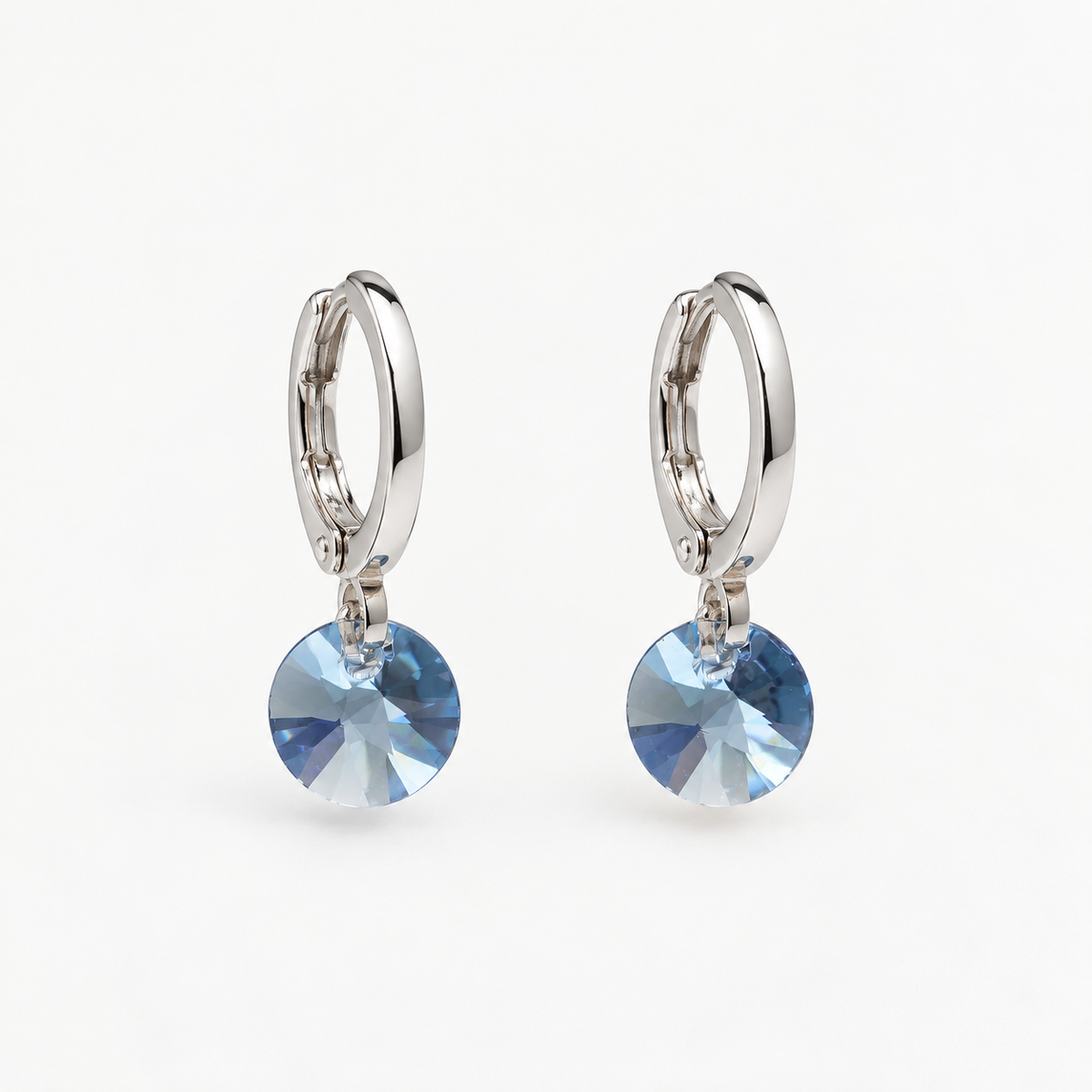 Aros Mía Cristal Azul Claro Plata