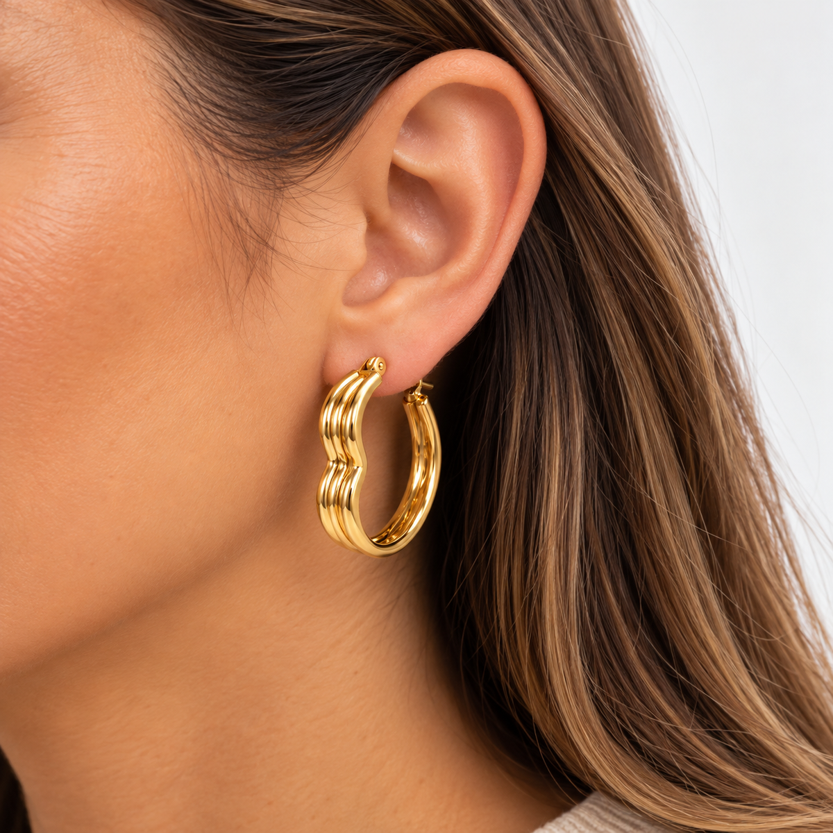 Aros Argollas Corazón Oro