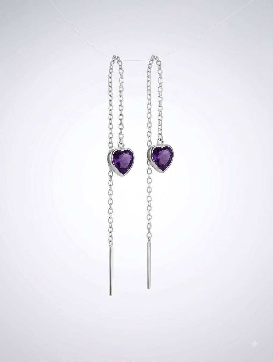 Aros mini heart chain plata
