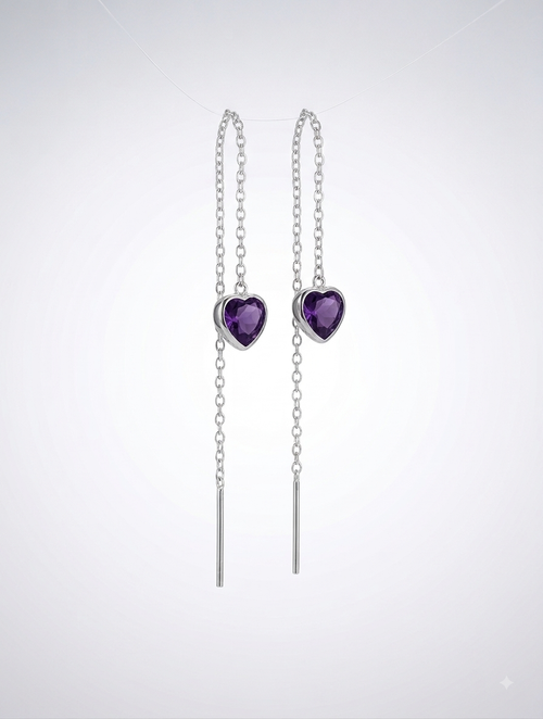 Aros mini heart chain plata