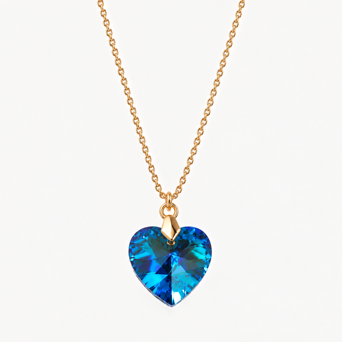 Collar Cristal Swarovski Corazón Azul Oro