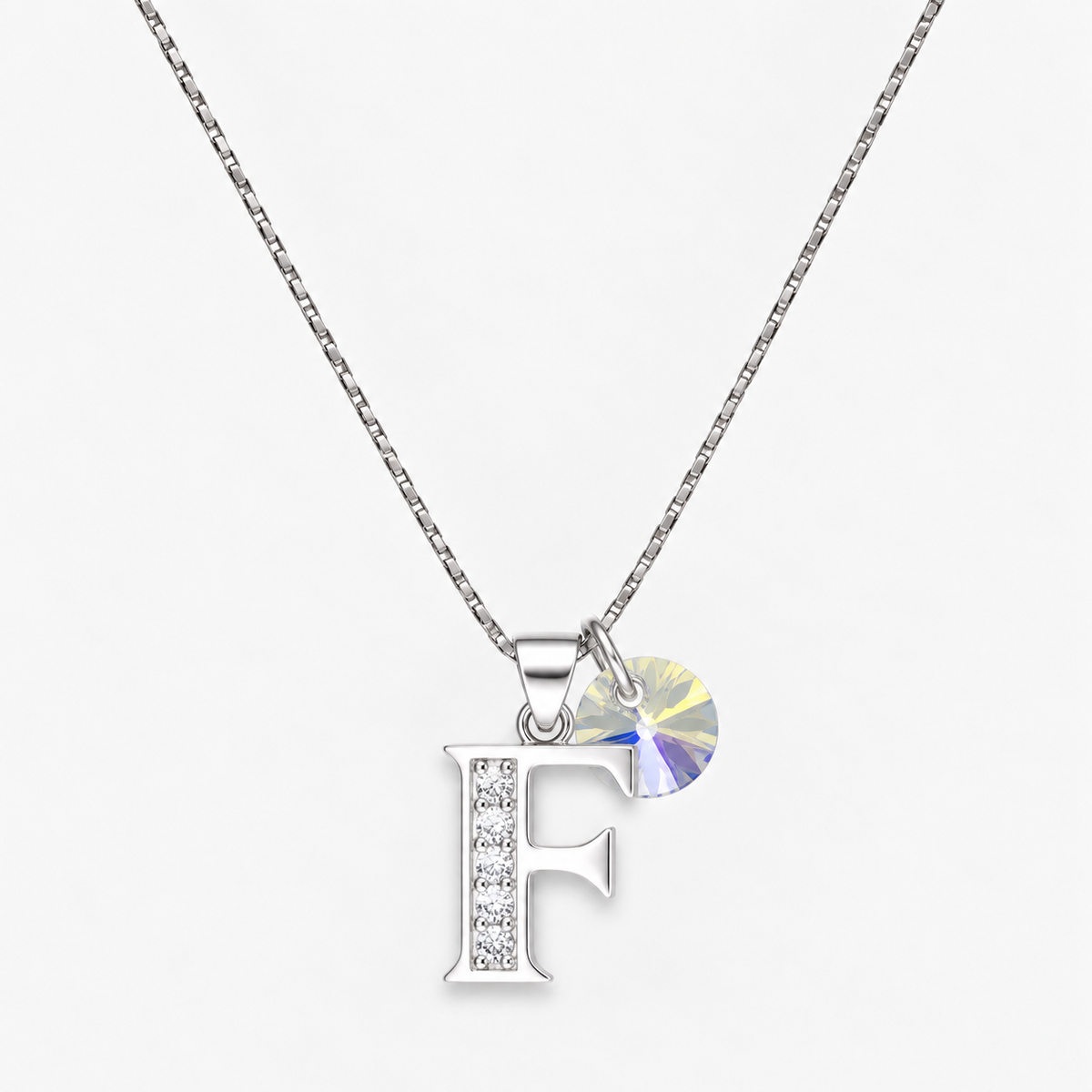 Collar iniciales letra circones plata