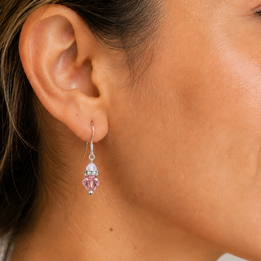 Aros Prisma Cristales Swarovski Plata