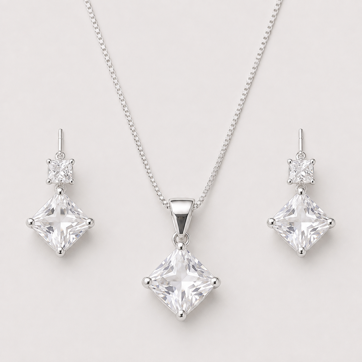 Conjunto cuadrado punto de luz plata