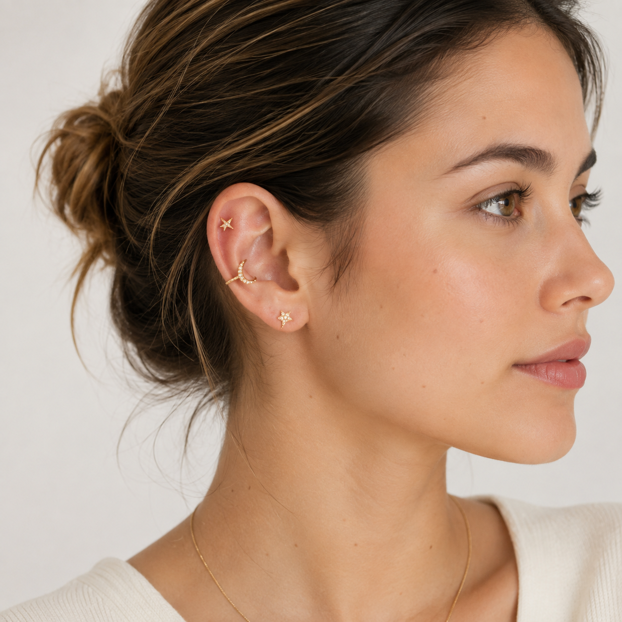 Aro Estelar Ear Cuff Derecho Baño de Oro 18k