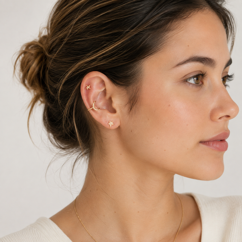 Aro Estelar Ear Cuff Derecho Baño de Oro 18k