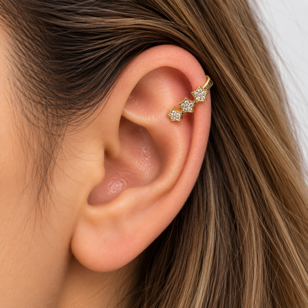 Aro Ear Cuff Estrellas Oro