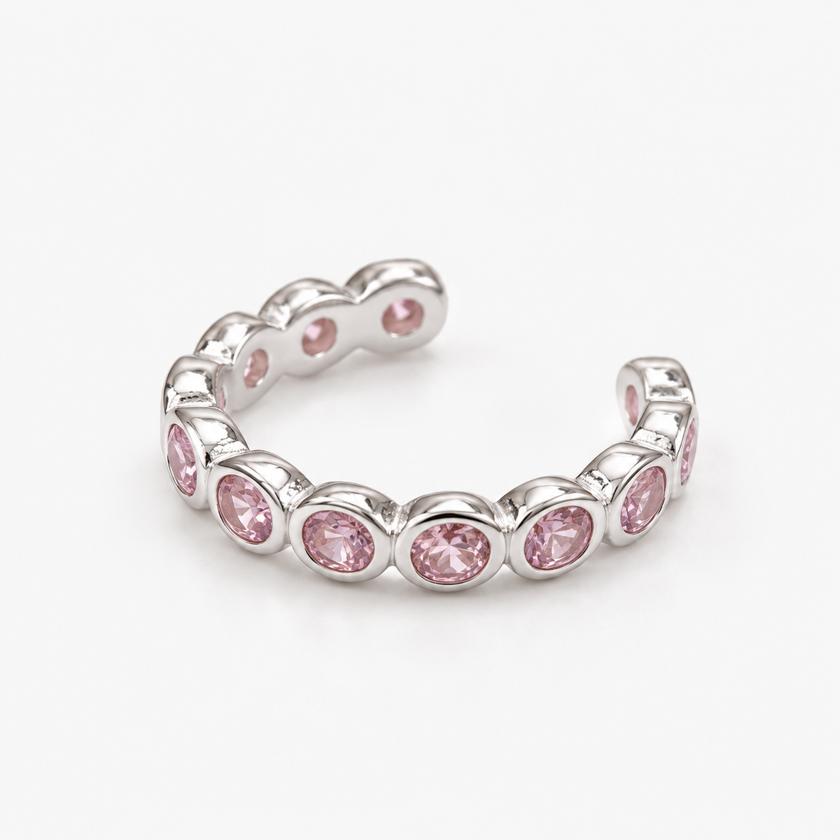 Aro Ear Cuff Cintillo Circones Rosa Plata