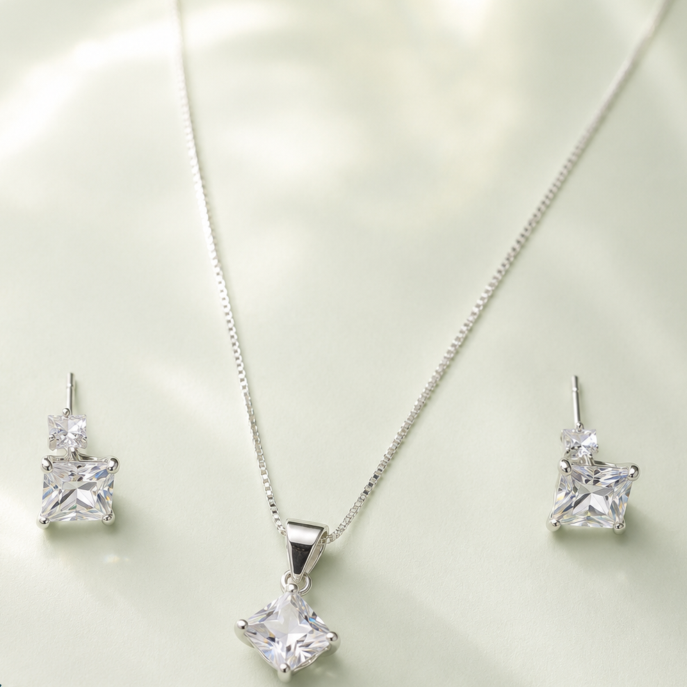 Conjunto cuadrado punto de luz plata 5mm