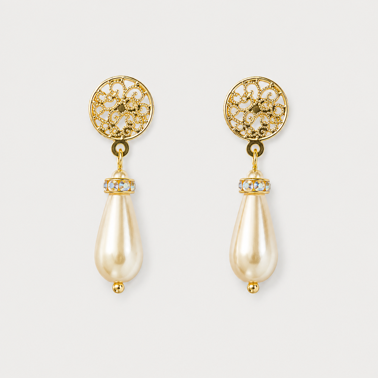 Aros Nácar Oro Cristal