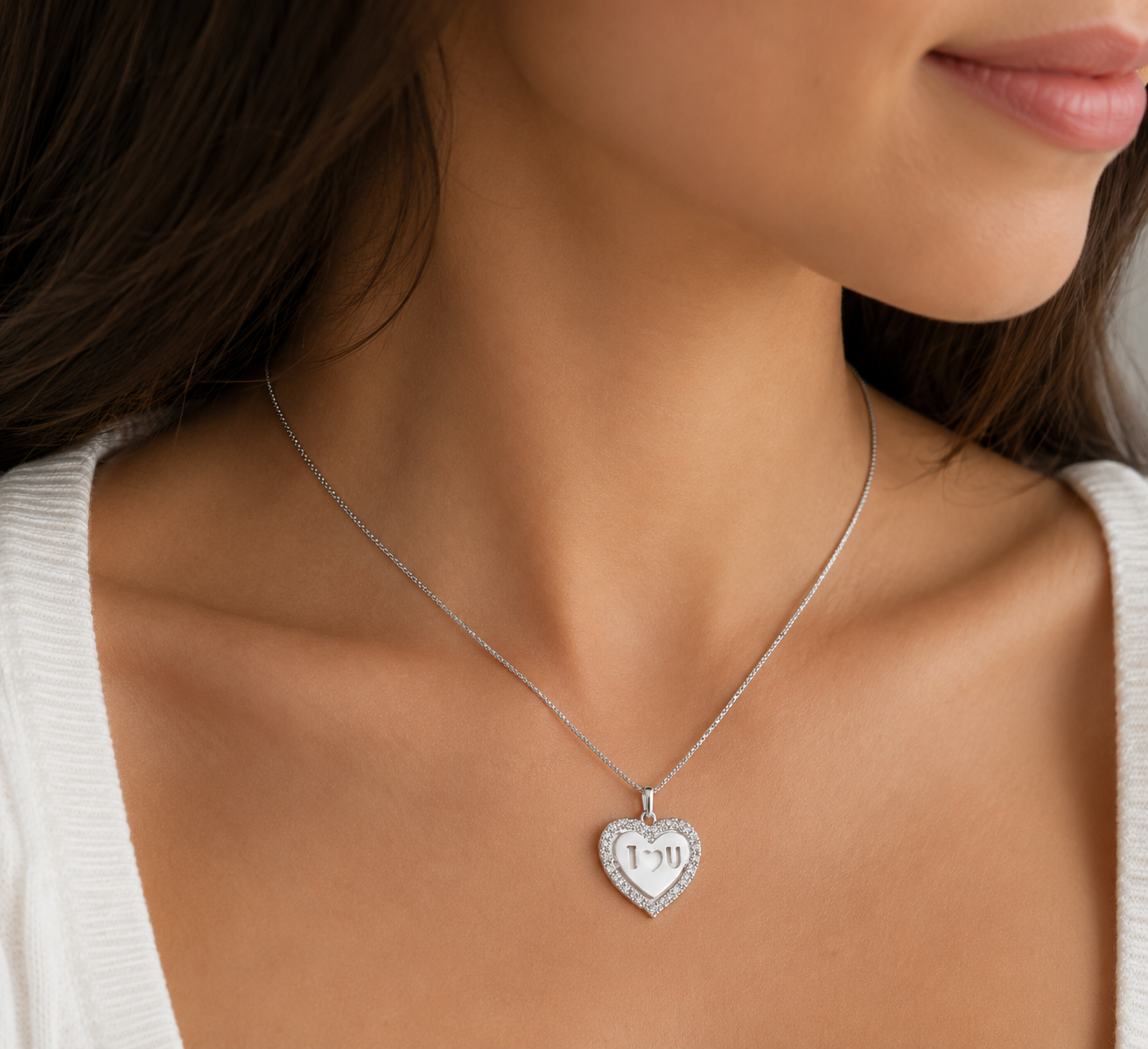 Collar I ❤ you Plata