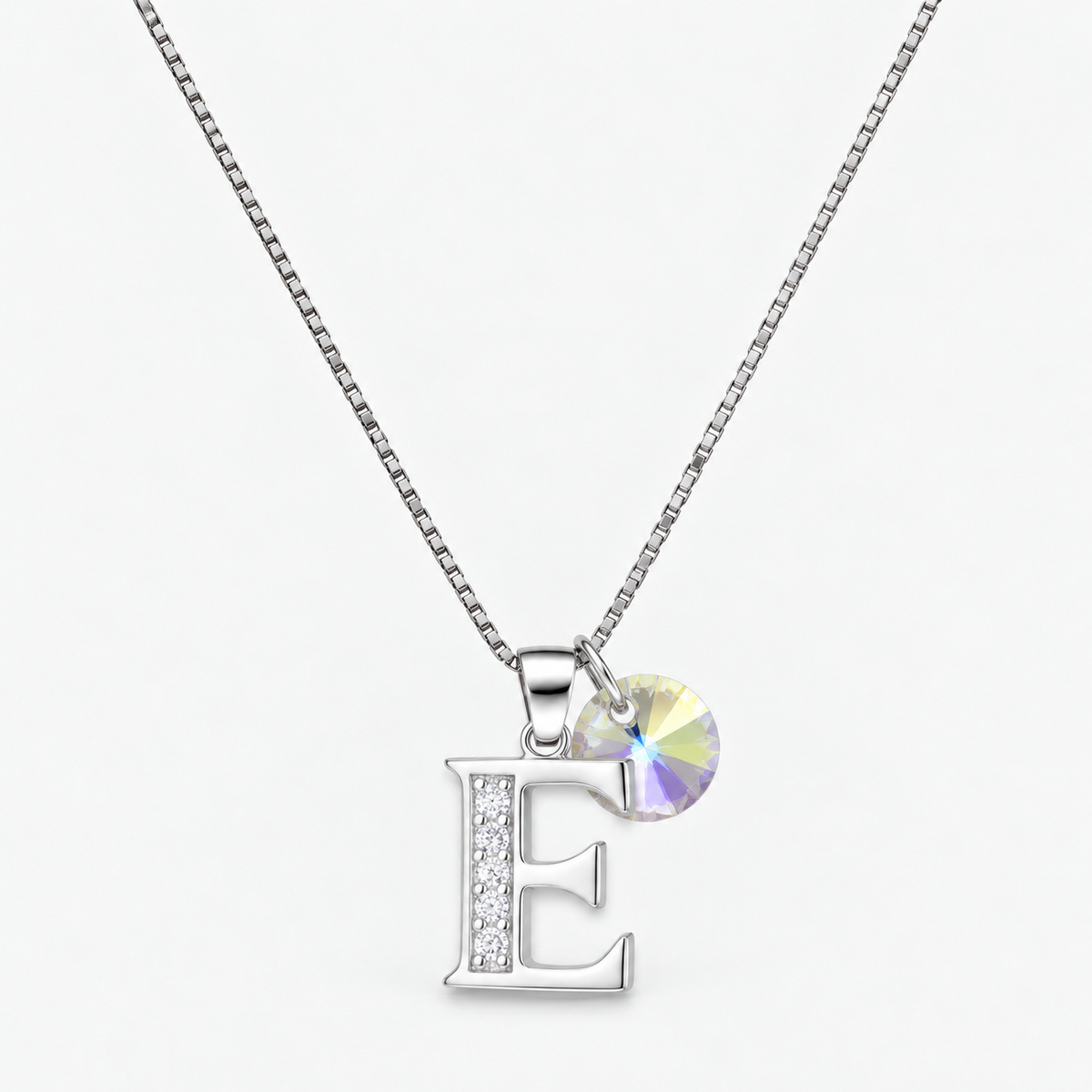 Collar iniciales letra circones plata