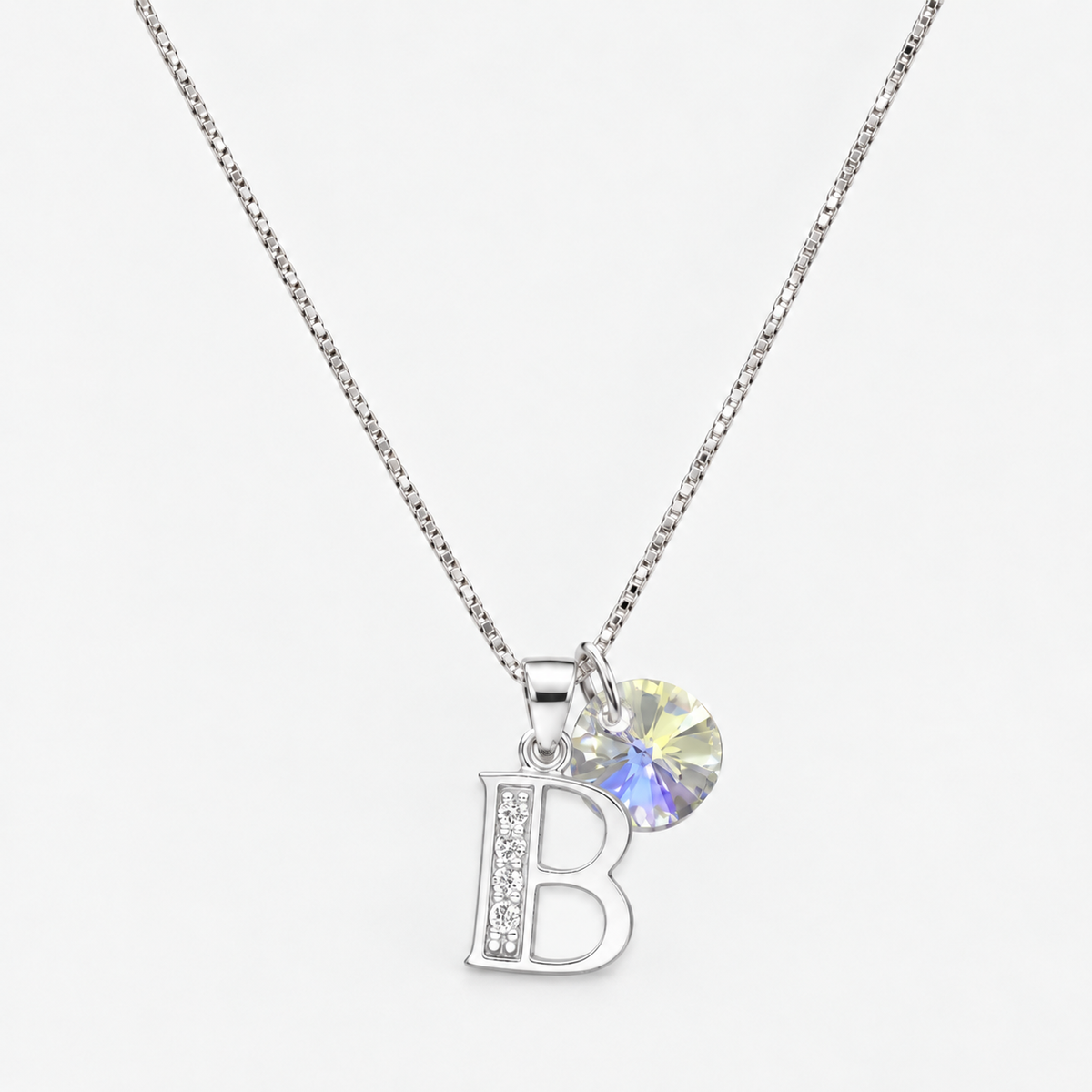 Collar iniciales letra circones plata