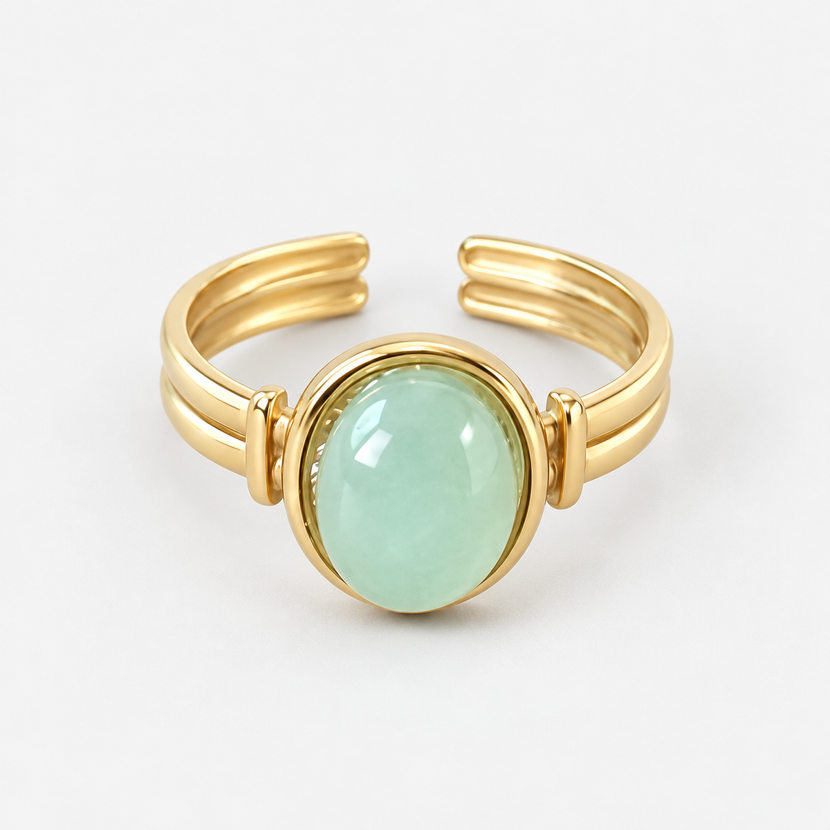 Anillo Aura Verde Ajustable Oro