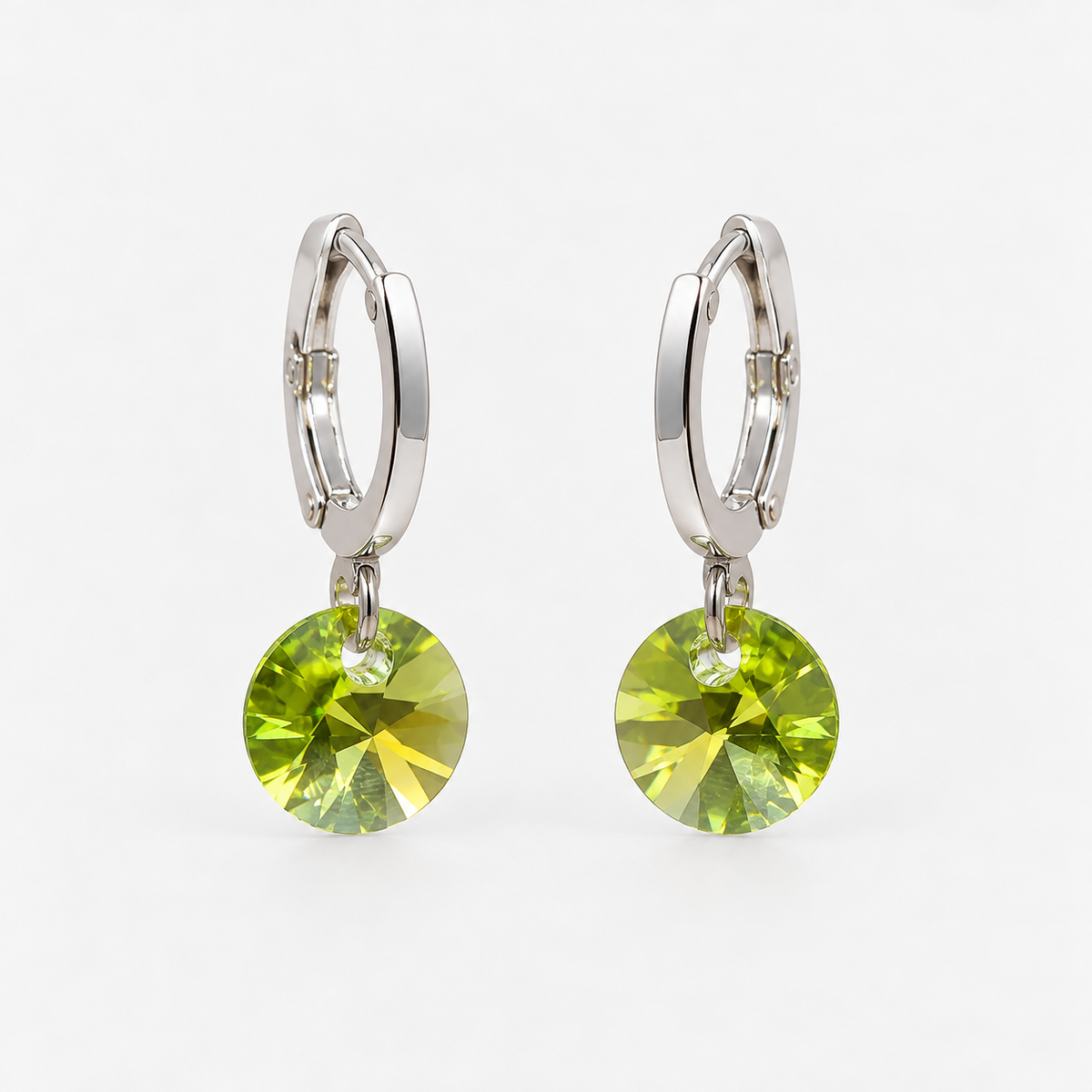 Aros Mía verde claro Plata Cristal Genuino