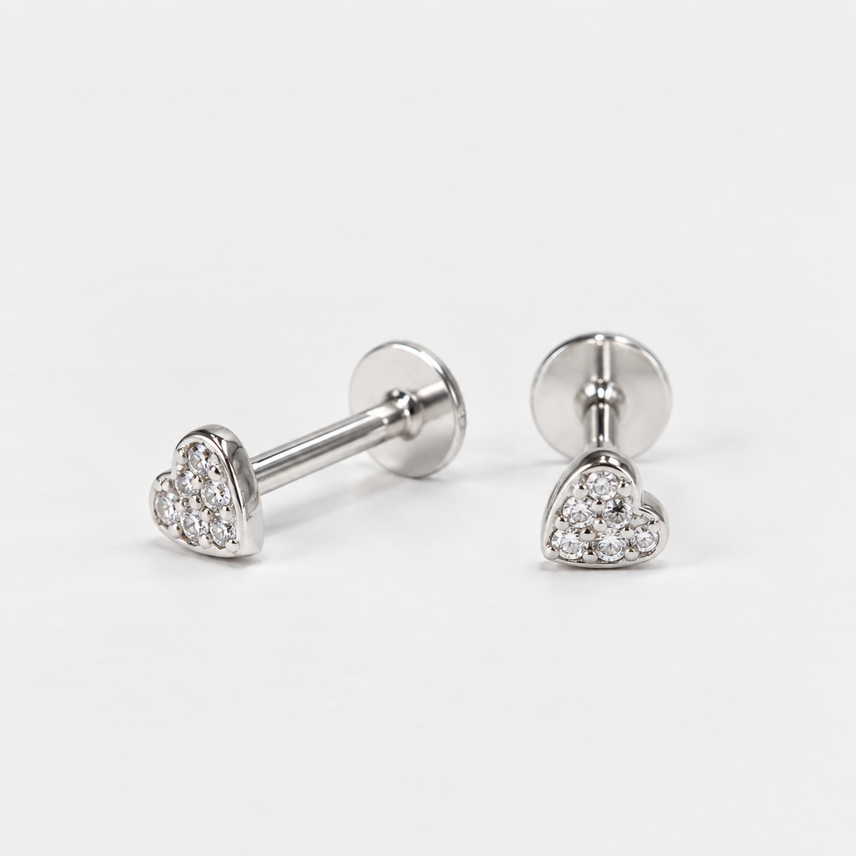 Aros piercing corazón circones plata