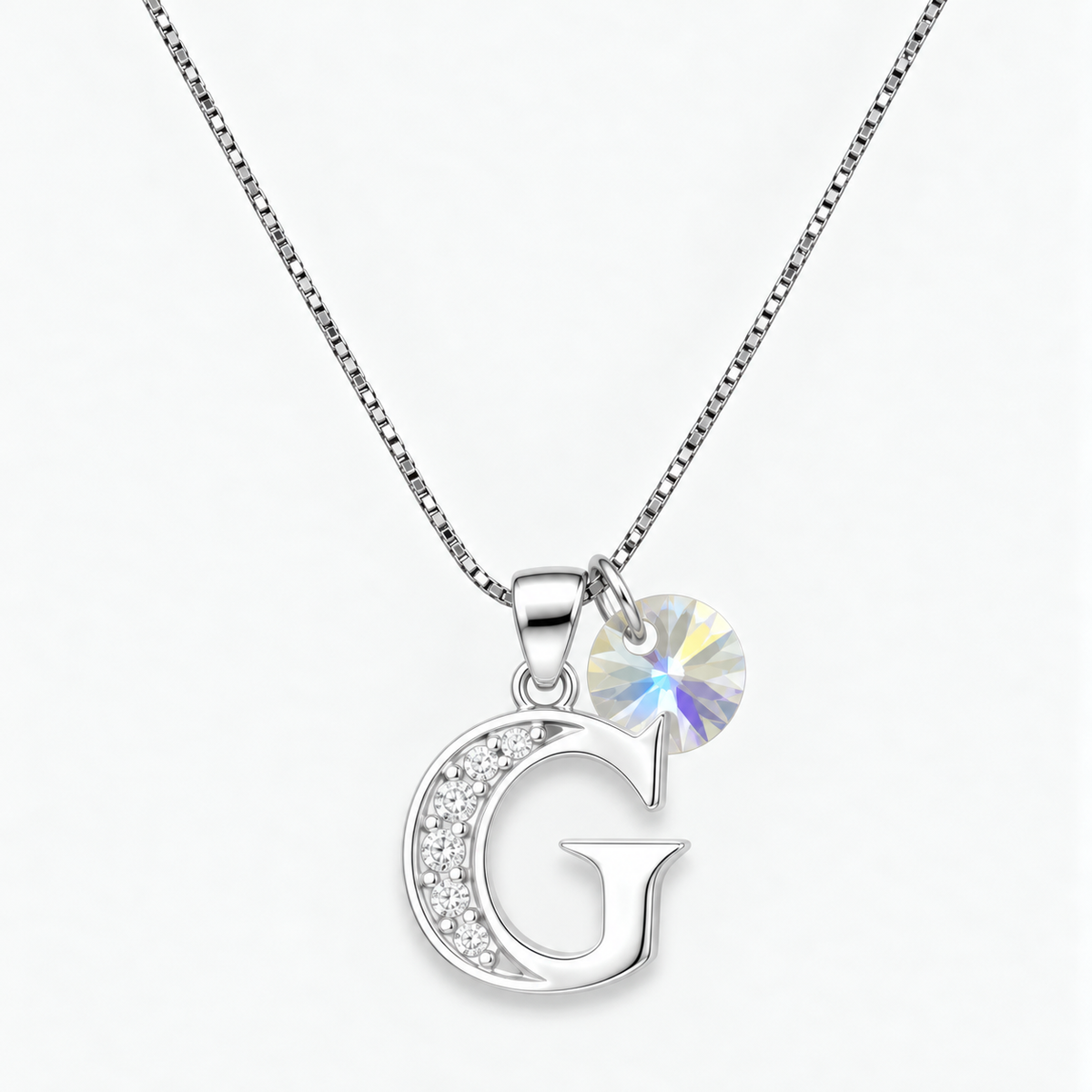 Collar iniciales letra circones plata