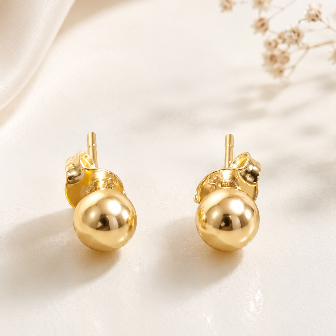 Aros esfera enchapado en oro 7 mm
