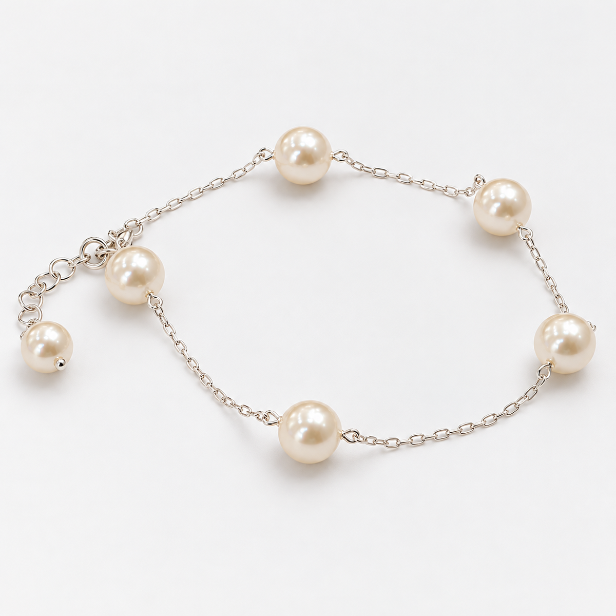 Pulsera Armonía de Perlas  8 mm Plata