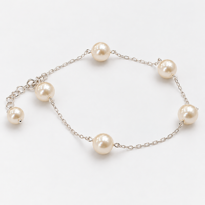 Pulsera Armonía de Perlas  8 mm Plata