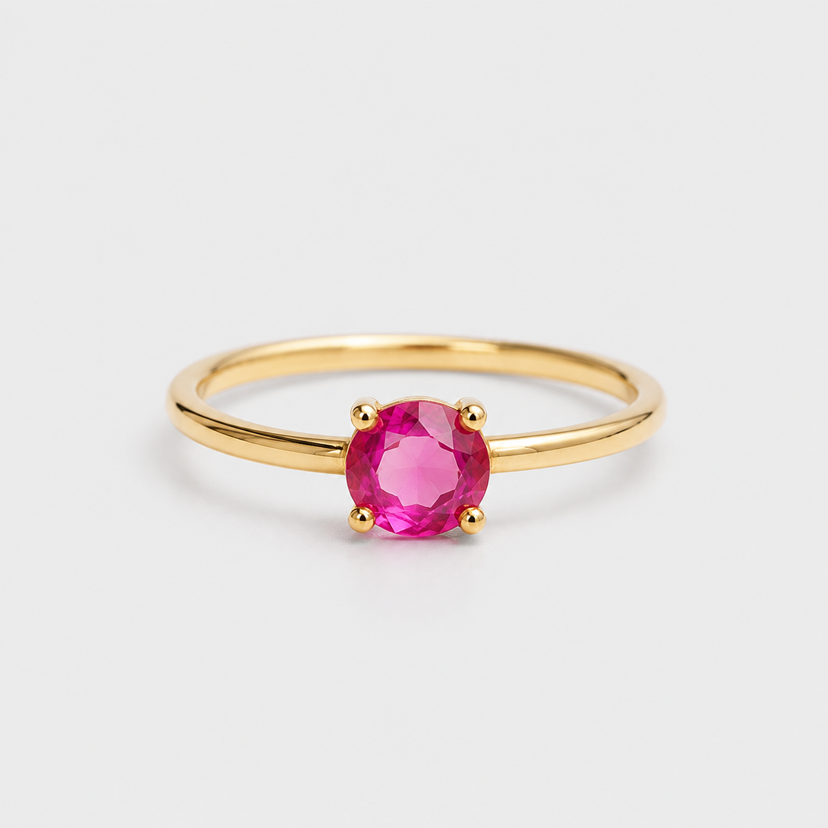 Anillo Piedra Fucsia Oro
