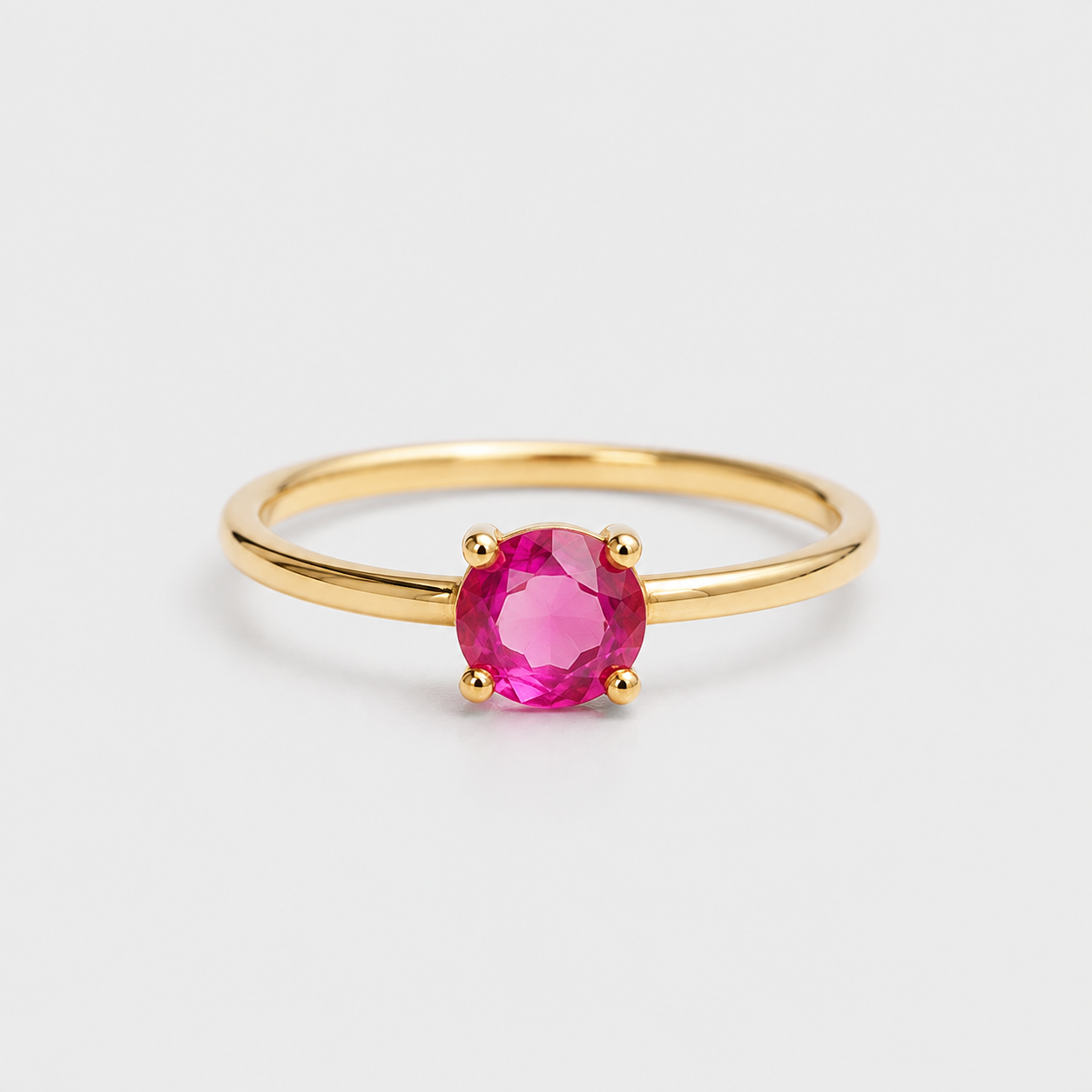 Anillo Piedra Fucsia Oro