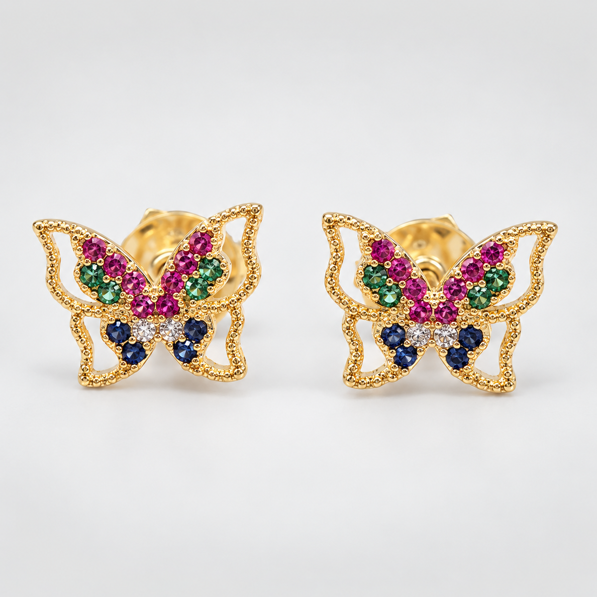 Aros  Mariposa Arcoiris oro